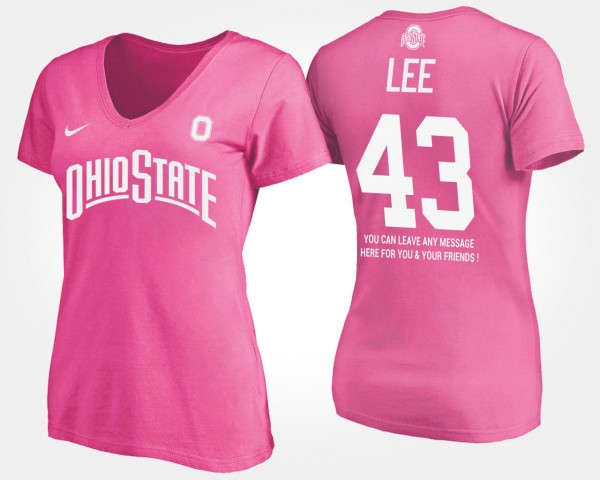 Ohio State Buckeyes Darron Lee Men's #43 Pink Ladies With Message College Football T-Shirt 2404EFPV4